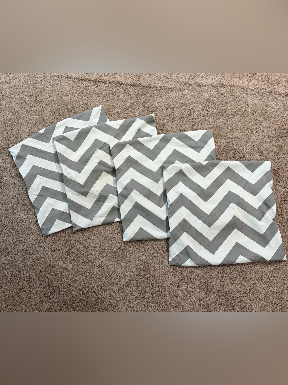 Gray and White Chevron Throw Pillow Covers - Set of 4